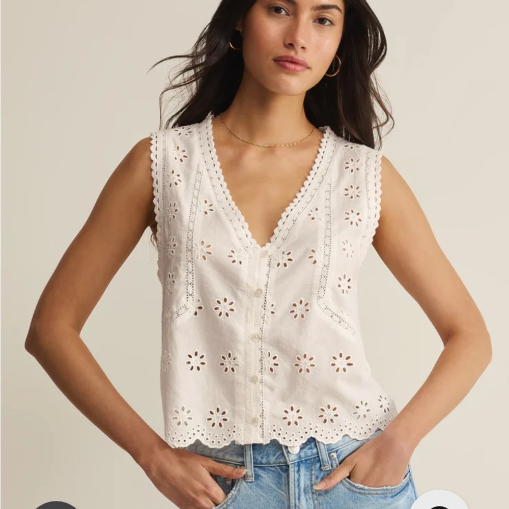 NWOT ZSupply Darcy Eyelet Tank - white SMALL